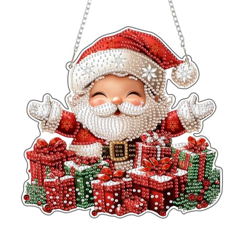 QENSPE Weihnachten Diamond Painting Kit für Erwachsene, Weihnachtsmann Diamant Kunst Anhänger Spezielle Geformte Strass Fenster Ornamente DIY Zuhause Wandtür Garten Hängende Dekor, 20cm Breite QENSPE Weihnachten Diamond Painting Kit für Erwachsene, Weihnachtsmann Diamant Kunst Anhänger Spezielle Geformte Strass Fenster Ornamente DIY Zuhause Wandtür Garten Hängende Dekor, 20cm Breite von QENSPE