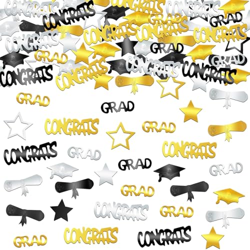 Abschlusskonfetti 2025, schwarz-goldene Metallic-Folie, Abschlussfeier, Partyzubehör, Klasse 2025, Dekorationen, Tischkonfetti für Kindergarten, Vorschule, High School College Abschlusskonfetti 2025, schwarz-goldene Metallic-Folie, Abschlussfeier, Partyzubehör, Klasse 2025, Dekorationen, Tischkonfetti für Kindergarten, Vorschule, High School College von QENWWENG