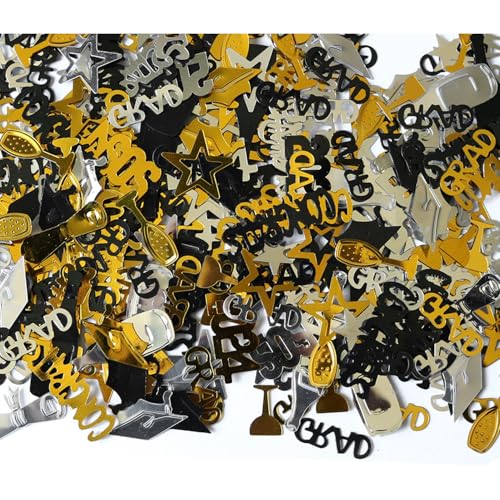Abschlusskonfetti 2025, schwarz-goldene Metallic-Folie, Abschlussfeier, Partyzubehör, Klasse 2025, Dekorationen, Tischkonfetti für Kindergarten, Vorschule, High School College Abschlusskonfetti 2025, schwarz-goldene Metallic-Folie, Abschlussfeier, Partyzubehör, Klasse 2025, Dekorationen, Tischkonfetti für Kindergarten, Vorschule, High School College von QENWWENG