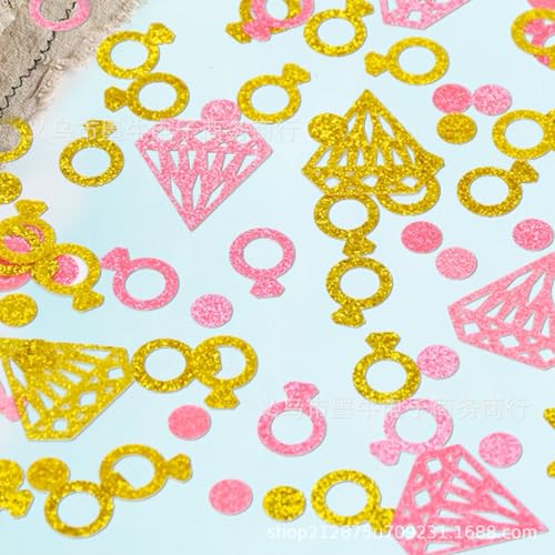 Diamant Ring Konfetti Brautdusche Konfetti Dekorationen 30g Golden Bachelorette Party Tischring Konfetti Glitzer für Verlobung Brautdusche Valentinstag Hochzeit Dekoration von QENWWENG