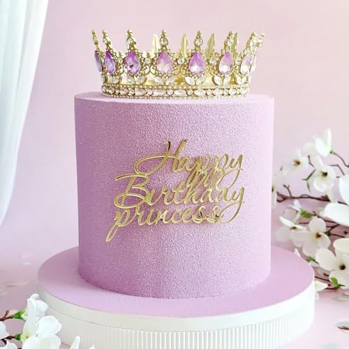 Happy Queen Kuchendekoration, Acryl, Happy Birthday, Kuchendekoration für Frauen, Mädchen, Geburtstag, Königin, Kuchendekoration, Hochzeit, Geburtstag, Verlobung, Brautparty (Gold) von QENWWENG