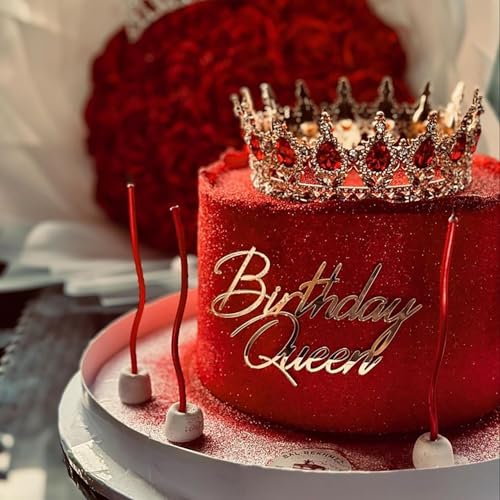 Happy Queen Kuchendekoration, Acryl, Happy Birthday, Kuchendekoration für Frauen, Mädchen, Geburtstag, Königin, Kuchendekoration, Hochzeit, Geburtstag, Verlobung, Brautparty (Gold) von QENWWENG