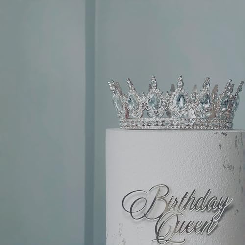 Happy Queen Tortenaufsatz, Acryl, Happy Birthday, Kuchendekoration für Frauen, Mädchen, Geburtstag, Königin, Kuchendekoration, Hochzeit, Geburtstag, Verlobung, Brautparty (Silber) von QENWWENG