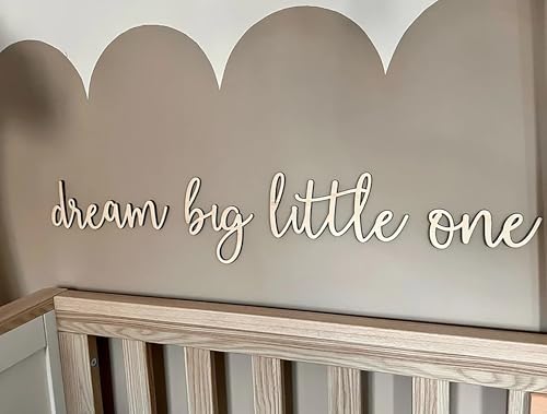 Dream Big Little One Schild, Traum-Wanddekoration, Kinderzimmer-Holzschild für Kinderzimmer über Kinderbett, Jungenzimmer, Büro, Zuhause, Wandkunst, Babyparty, Party-Dekorationen von QENWWENG