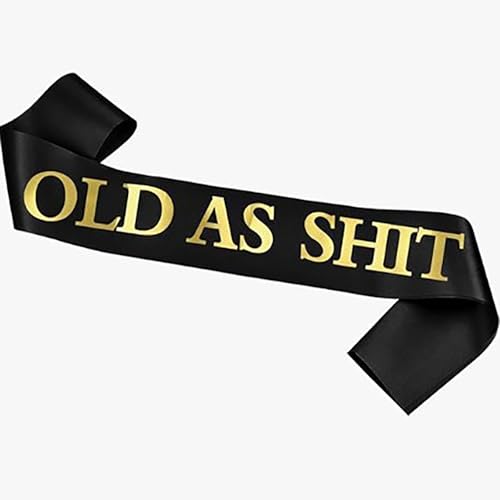 QENWWENG Old as Shit Schärpe – Geburtstagsschärpe, Geburtstagsgeschenke, Geburtstagsschärpe für Frauen, 30., 40., 50., 60., 70., 80. Geburtstag, Party-Dekorationen, Geburtstagsschild, von QENWWENG