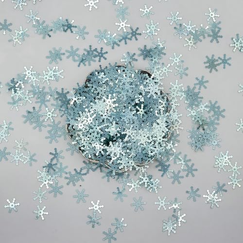 Tischkonfetti, Schneeflocken, schillerndes Glitzer, PVC, Schnee, Winter, Urlaub, Tischstreuer für Geburtstag, Hochzeit, Babyparty, Winterwunderland, Party-Dekoration (blau) von QENWWENG