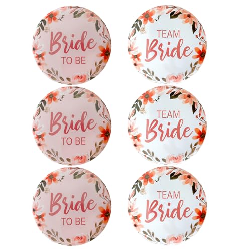 QEQSHQO 6 Stücke Team Bride, JGA Buttons, JGA Accessoires Frauen, Buttons anstecker Junggesellinnenabschied Accessoires und Hochzeitsfeier Party Polterabend (Rosa Spitze) von QEQSHQO
