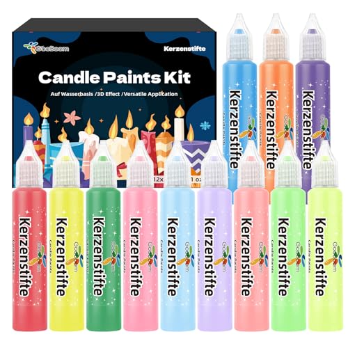 QESSUVNC 12 Wachsstifte FüR Kerzen, 30ml Kerzenstifte, Kreatives Kerzen Bemalen Set FüR Dekoration, Design, Malen, Taufkerzen Selbst Herstellen,Ideal FüR Diy-Projekte QESSUVNC 12 Wachsstifte FüR Kerzen, 30ml Kerzenstifte, Kreatives Kerzen Bemalen Set FüR Dekoration, Design, Malen, Taufkerzen Selbst Herstellen,Ideal FüR Diy-Projekte von QESSUVNC