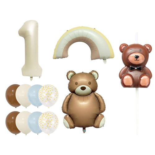 QFEHTHSK 1 Set Bär Regenbogen Deko Luftballons, 1 Stück Bär Kerze, Kindergeburtstag Luftballons, 1. Geburtstag Dekorationen, Folien Deko Luftballons, Raumdeko Luftballons Für Jungen Und Mädchen QFEHTHSK 1 Set Bär Regenbogen Deko Luftballons, 1 Stück Bär Kerze, Kindergeburtstag Luftballons, 1. Geburtstag Dekorationen, Folien Deko Luftballons, Raumdeko Luftballons Für Jungen Und Mädchen von QFEHTHSK