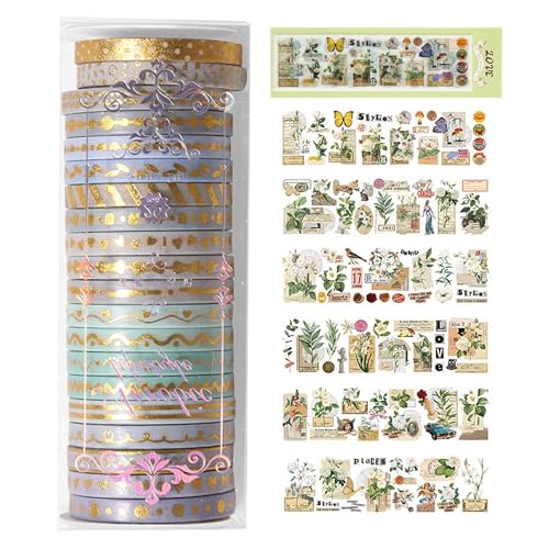 QFEHTHSK 20 Stück Vintage-Klebeband Und 1 Set Dekoaufkleber, Multifunktionsband, Dekoband, Pflanzenaufkleber, DIY-Bastelzubehör QFEHTHSK 20 Stück Vintage-Klebeband Und 1 Set Dekoaufkleber, Multifunktionsband, Dekoband, Pflanzenaufkleber, DIY-Bastelzubehör von QFEHTHSK