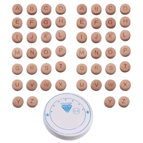 QFEHTHSK 52 Stück Runde Alphabet-Holzperlen, 1 Rolle Elastischer Perlendraht, Handgefertigter Schmuck Mit Englischen Buchstaben, DIY-Schmuckzubehör, Zubehör Mit Löchern QFEHTHSK 52 Stück Runde Alphabet-Holzperlen, 1 Rolle Elastischer Perlendraht, Handgefertigter Schmuck Mit Englischen Buchstaben, DIY-Schmuckzubehör, Zubehör Mit Löchern von QFEHTHSK