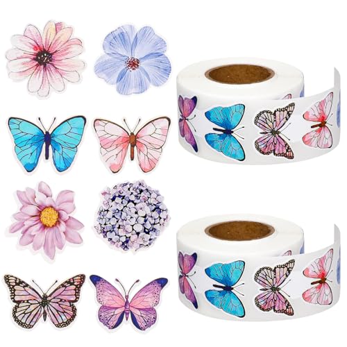 QFGasre 1000 Stück Schmetterling Stickers Blumen Aufkle Berrollen bunt sortiert Geschenkpapier Aufkleber süße Blumen Rollenaufkleber Geschenkanhänger Dekorativ für Sammelalben Partydekorationen QFGasre 1000 Stück Schmetterling Stickers Blumen Aufkle Berrollen bunt sortiert Geschenkpapier Aufkleber süße Blumen Rollenaufkleber Geschenkanhänger Dekorativ für Sammelalben Partydekorationen von QFGasre