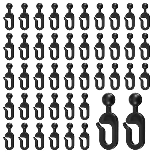 QFGasre 50er-Pack Pavillon Haken, Kunststoffhaken für Pavillonvorhänge, Schwarze Gleitvorhangschienenhaken, Pavillonzubehör für Outdoor-Campinghotel-Moskitonetze von QFGasre