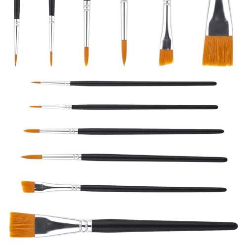 QFGasre 6 Stück Fächerpinsel, Künstlerpinsel Set Pinselset Malen Gesichtsmalpinsel-Set Künstlerpinsel Körper Gesicht Stein Leinwand Gouache Acryl Pinsel Zeichnen für Erwachsene Kunsthandwerk von QFGasre