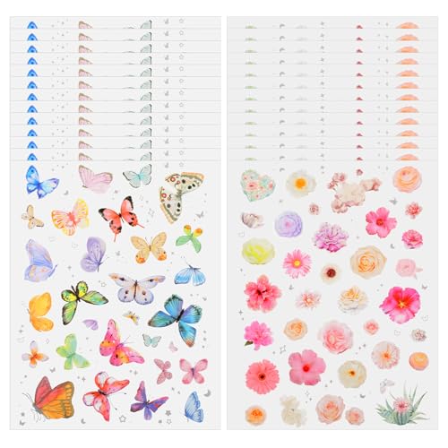 QFGasre 730 Stück Schmetterling Sticker Blatt Scrapbook Stickers Frühlings Schmetterlingsblumen Dekorationsaufkleber Natur Blumenaufkleber zum Basteln Umschlägen Partygeschenken QFGasre 730 Stück Schmetterling Sticker Blatt Scrapbook Stickers Frühlings Schmetterlingsblumen Dekorationsaufkleber Natur Blumenaufkleber zum Basteln Umschlägen Partygeschenken von QFGasre
