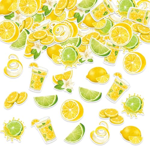 100 Stück Zitronen-Papier-Tischkonfetti, Sommer-Limonade-Motto-Party, Tischdekoration für Hochzeit, Brautparty, Geburtstagszubehör von QFSH