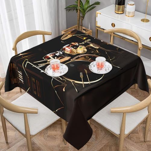 QGGHNISD Drum-Set, quadratische Tischdecke, wasserabweisend und knitterfrei, dekorative Tischdecke, geeignet für Hochzeiten im Innen- und Außenbereich, Hochzeiten, Partys, Picknicks, Dekorationen im QGGHNISD Drum-Set, quadratische Tischdecke, wasserabweisend und knitterfrei, dekorative Tischdecke, geeignet für Hochzeiten im Innen- und Außenbereich, Hochzeiten, Partys, Picknicks, Dekorationen im von QGGHNISD