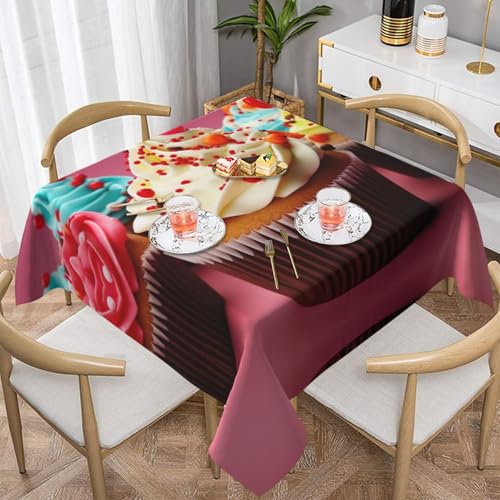 QGGHNISD Quadratische Cupcake-Tischdecke, wasserabweisend und knitterfrei, dekorative Tischdecke, geeignet für Hochzeiten im Innen- und Außenbereich, Hochzeiten, Partys, Picknicks, Dekorationen im QGGHNISD Quadratische Cupcake-Tischdecke, wasserabweisend und knitterfrei, dekorative Tischdecke, geeignet für Hochzeiten im Innen- und Außenbereich, Hochzeiten, Partys, Picknicks, Dekorationen im von QGGHNISD