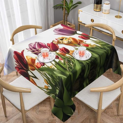 QGGHNISD Quadratische Tischdecke in Tulpenform, wasserabweisend und knitterfrei, dekorative Tischdecke, geeignet für Hochzeiten im Innen- und Außenbereich, Hochzeiten, Partys, Picknicks, Dekorationen QGGHNISD Quadratische Tischdecke in Tulpenform, wasserabweisend und knitterfrei, dekorative Tischdecke, geeignet für Hochzeiten im Innen- und Außenbereich, Hochzeiten, Partys, Picknicks, Dekorationen von QGGHNISD