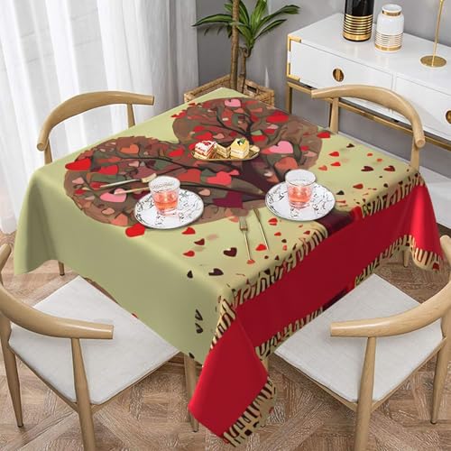 QGGHNISD Quadratische Tischdecke mit Herzbaum, wasserabweisend und knitterfrei, dekorative Tischdecke, geeignet für Hochzeiten im Innen- und Außenbereich, Hochzeiten, Partys, Picknicks, Dekorationen QGGHNISD Quadratische Tischdecke mit Herzbaum, wasserabweisend und knitterfrei, dekorative Tischdecke, geeignet für Hochzeiten im Innen- und Außenbereich, Hochzeiten, Partys, Picknicks, Dekorationen von QGGHNISD