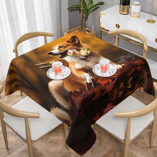 QGGHNISD Quadratische Tischdecke mit Hund, wasserabweisend und knitterfrei, dekorative Tischdecke, geeignet für Hochzeiten im Innen- und Außenbereich, Hochzeiten, Partys, Picknicks, Dekorationen im QGGHNISD Quadratische Tischdecke mit Hund, wasserabweisend und knitterfrei, dekorative Tischdecke, geeignet für Hochzeiten im Innen- und Außenbereich, Hochzeiten, Partys, Picknicks, Dekorationen im von QGGHNISD