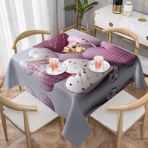 QGGHNISD Quadratische Tischdecke mit schönen Herzen, wasserabweisend und knitterfrei, dekorative Tischdecke, geeignet für Hochzeiten im Innen- und Außenbereich, Hochzeiten, Partys, Picknicks QGGHNISD Quadratische Tischdecke mit schönen Herzen, wasserabweisend und knitterfrei, dekorative Tischdecke, geeignet für Hochzeiten im Innen- und Außenbereich, Hochzeiten, Partys, Picknicks von QGGHNISD