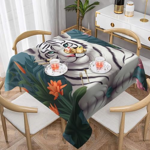 QGGHNISD Quadratische Tischdecke mit süßem weißen Tiger, wasserabweisend und knitterfrei, dekorative Tischdecke, geeignet für Hochzeiten im Innen- und Außenbereich, Hochzeiten, Partys, Picknicks QGGHNISD Quadratische Tischdecke mit süßem weißen Tiger, wasserabweisend und knitterfrei, dekorative Tischdecke, geeignet für Hochzeiten im Innen- und Außenbereich, Hochzeiten, Partys, Picknicks von QGGHNISD