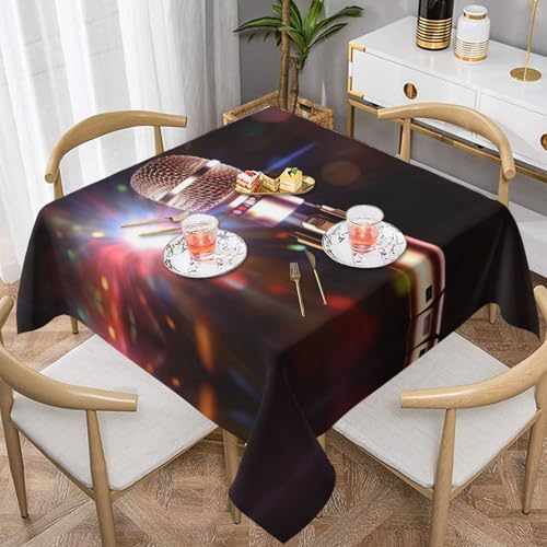 Quadratische Karaoke-Mikrofon-Tischdecke, wasserabweisend und knitterfrei, dekorative Tischdecke, geeignet für Hochzeiten im Innen- und Außenbereich, Hochzeiten, Partys, Picknicks, Dekorationen im Quadratische Karaoke-Mikrofon-Tischdecke, wasserabweisend und knitterfrei, dekorative Tischdecke, geeignet für Hochzeiten im Innen- und Außenbereich, Hochzeiten, Partys, Picknicks, Dekorationen im von QGGHNISD