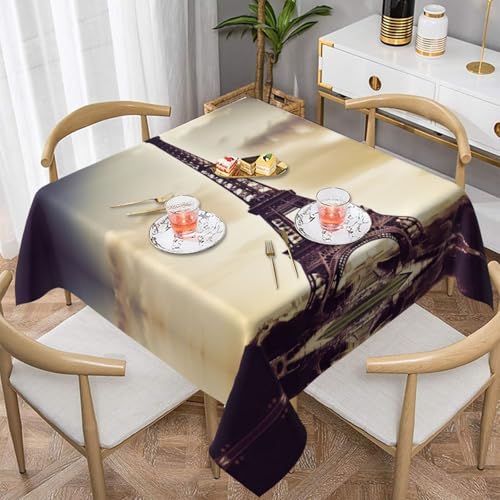Quadratische Tischdecke, Motiv: Eiffelturm Love Paris, wasserabweisend und knitterfrei, dekorative Tischdecke, geeignet für Hochzeiten im Innen- und Außenbereich, Hochzeiten, Partys, Picknicks Quadratische Tischdecke, Motiv: Eiffelturm Love Paris, wasserabweisend und knitterfrei, dekorative Tischdecke, geeignet für Hochzeiten im Innen- und Außenbereich, Hochzeiten, Partys, Picknicks von QGGHNISD