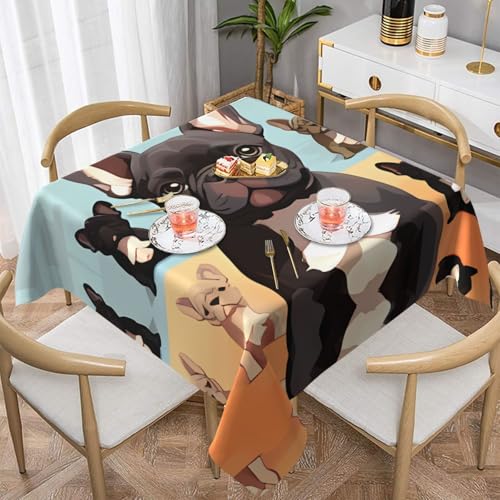 Quadratische Tischdecke, Motiv: Französische Bulldogge, wasserabweisend und knitterfrei, dekorative Tischdecke, geeignet für Hochzeiten im Innen- und Außenbereich, Hochzeiten, Partys, Picknicks Quadratische Tischdecke, Motiv: Französische Bulldogge, wasserabweisend und knitterfrei, dekorative Tischdecke, geeignet für Hochzeiten im Innen- und Außenbereich, Hochzeiten, Partys, Picknicks von QGGHNISD