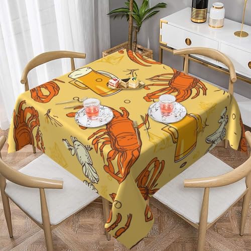 Quadratische Tischdecke mit Bier- und Krebsmuster, wasserabweisend und knitterfrei, dekorative Tischdecke, geeignet für Hochzeiten im Innen- und Außenbereich, Hochzeiten, Partys, Picknicks Quadratische Tischdecke mit Bier- und Krebsmuster, wasserabweisend und knitterfrei, dekorative Tischdecke, geeignet für Hochzeiten im Innen- und Außenbereich, Hochzeiten, Partys, Picknicks von QGGHNISD