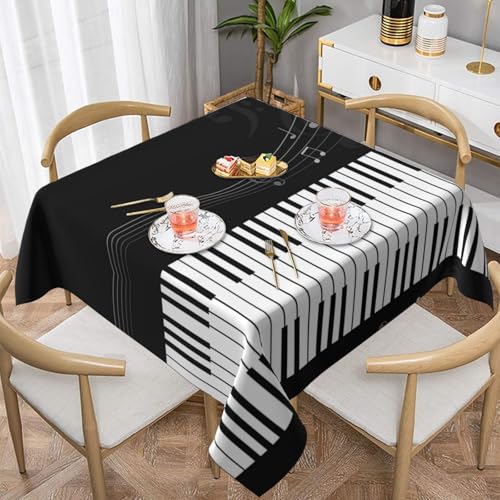 Quadratische Tischdecke mit Musiknoten, wasserabweisend und knitterfrei, dekorative Tischdecke, geeignet für Hochzeiten im Innen- und Außenbereich, Hochzeiten, Partys, Picknicks, Dekorationen im Quadratische Tischdecke mit Musiknoten, wasserabweisend und knitterfrei, dekorative Tischdecke, geeignet für Hochzeiten im Innen- und Außenbereich, Hochzeiten, Partys, Picknicks, Dekorationen im von QGGHNISD
