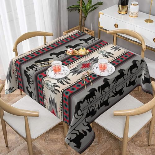 Quadratische Tischdecke mit Pferdestreifenmuster, wasserabweisend und knitterfrei, dekorative Tischdecke, geeignet für Hochzeiten im Innen- und Außenbereich, Hochzeiten, Partys, Picknicks Quadratische Tischdecke mit Pferdestreifenmuster, wasserabweisend und knitterfrei, dekorative Tischdecke, geeignet für Hochzeiten im Innen- und Außenbereich, Hochzeiten, Partys, Picknicks von QGGHNISD
