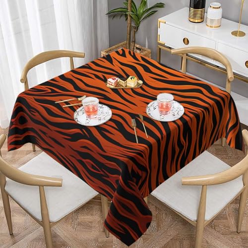 Quadratische Tischdecke mit Tigerstreifen, wasserabweisend und knitterfrei, dekorative Tischdecke, geeignet für Hochzeiten im Innen- und Außenbereich, Hochzeiten, Partys, Picknicks, Dekorationen im Quadratische Tischdecke mit Tigerstreifen, wasserabweisend und knitterfrei, dekorative Tischdecke, geeignet für Hochzeiten im Innen- und Außenbereich, Hochzeiten, Partys, Picknicks, Dekorationen im von QGGHNISD