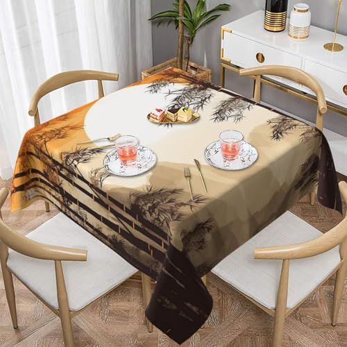 Quadratische Tischdecke mit japanischen Bambusbäumen, wasserabweisend und knitterfrei, dekorative Tischdecke, geeignet für Hochzeiten im Innen- und Außenbereich, Hochzeiten, Partys, Picknicks Quadratische Tischdecke mit japanischen Bambusbäumen, wasserabweisend und knitterfrei, dekorative Tischdecke, geeignet für Hochzeiten im Innen- und Außenbereich, Hochzeiten, Partys, Picknicks von QGGHNISD