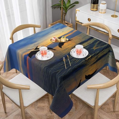 Quadratische Tischdecke mit lustigem Delfin, wasserabweisend und knitterfrei, dekorative Tischdecke, geeignet für Hochzeiten im Innen- und Außenbereich, Hochzeiten, Partys, Picknicks, Dekorationen im Quadratische Tischdecke mit lustigem Delfin, wasserabweisend und knitterfrei, dekorative Tischdecke, geeignet für Hochzeiten im Innen- und Außenbereich, Hochzeiten, Partys, Picknicks, Dekorationen im von QGGHNISD