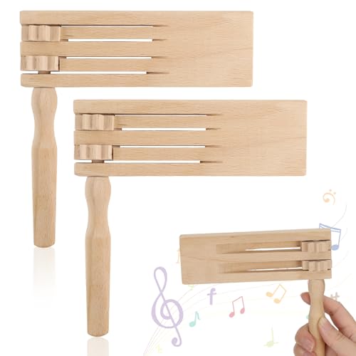 QGGTQG 2 Stück Holzratsche Geräusche Maker, Holz Spinning Ratsche, Holzrassel, Sicher Poliert Und Gratfrei, Musikinstrumente Kinder, Geeignet Für Spielpartys, Sportveranstaltungen, Feste Und Feiern von QGGTQG