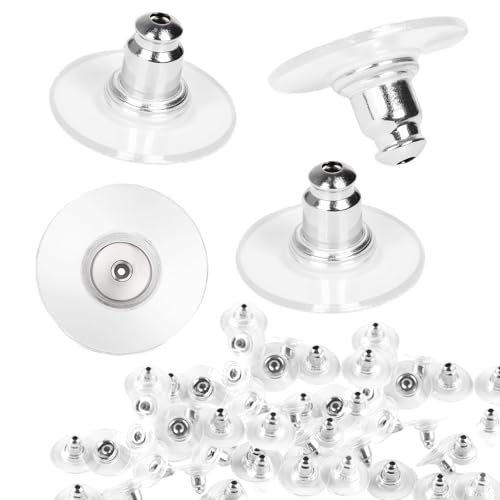 100 Stück transparente Kunststoff-Ohrring-Verschlüsse: rutschfeste Sicherheitsohrring-Rückseite für Ohrstecker, Haken und Creolen – DIY-Schmuckherstellungszubehör Ersatz von QGH