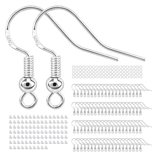 QGH Ohrringhaken-Set, 600 Stück, 925 versilbert, DIY, handgefertigte Ohrringherstellung, Zubehör und Materialien (Silber) von QGH