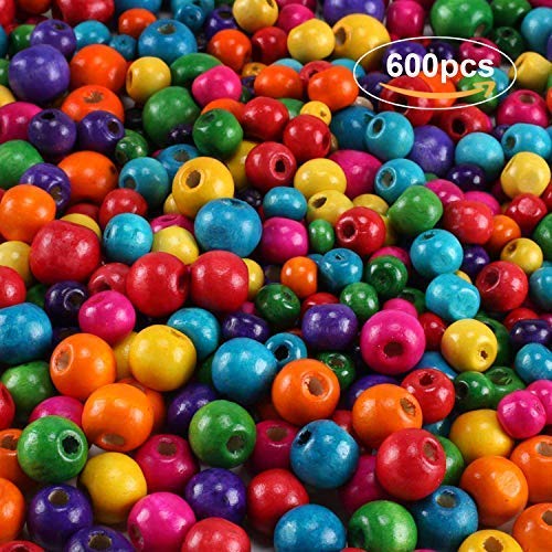 Bunte Holzperlen- 600Pcs Bunt Verschiedene Holzperlen Set 6mm 8mm 10mm Holz Perlen Zum Basteln für Schmuck Arts Crafts Bunte Holzperlen- 600Pcs Bunt Verschiedene Holzperlen Set 6mm 8mm 10mm Holz Perlen Zum Basteln für Schmuck Arts Crafts von QGYM