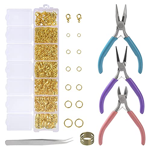 Gold Biegeringe Set, 1312 Stück Ringe mit 3 Schmuckzangen für DIY Schmuckherstellung, Armbändern, Halskette, Schlüsselringe, Perlenweben Zubehör, 4/5/6/7/8/10mm Gold Biegeringe Set, 1312 Stück Ringe mit 3 Schmuckzangen für DIY Schmuckherstellung, Armbändern, Halskette, Schlüsselringe, Perlenweben Zubehör, 4/5/6/7/8/10mm von QH-Shop