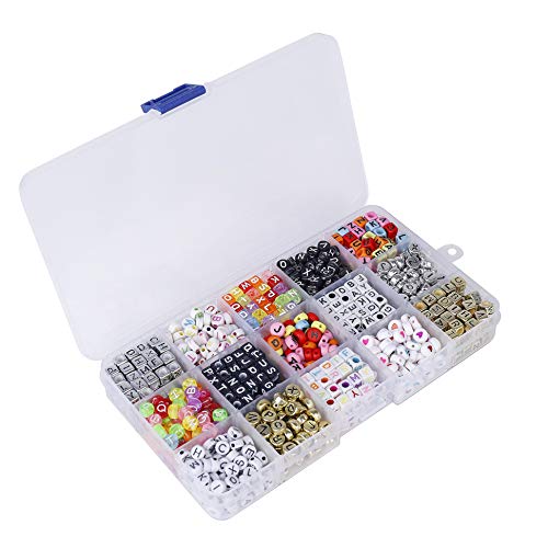 HONGXIN-SHOP Kette Basteln DIY Buchstaben Perlen 15 Fächer Acryl Alphabet Buchstaben Perlen für Schmuck Machen Armbänder Halsketten Schlüsselanhänger und Kinder Schmuck 1100 Pieces HONGXIN-SHOP Kette Basteln DIY Buchstaben Perlen 15 Fächer Acryl Alphabet Buchstaben Perlen für Schmuck Machen Armbänder Halsketten Schlüsselanhänger und Kinder Schmuck 1100 Pieces von QH-Shop