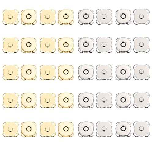 Magnetische Knöpfe, 20 Stück 14mm Magnetknöpfe Magnetverschluss Druckknöpfe für DIY Nähen Kleidung Handtaschen Geldtasche Rucksack, Gold und Silber von QH-Shop
