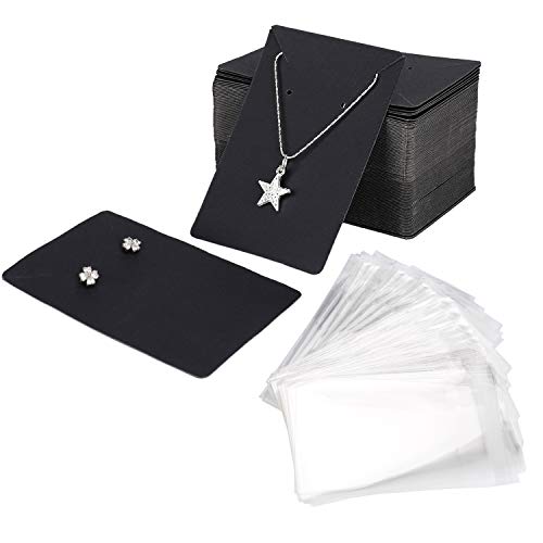 QH-Shop Karten Schmuck Display Kraftpapier Schmuck Ohrringe mit OPP Zellophan Selbstklebende Taschen für DIY Verpackung Display Schmuck 300 Stück von QH-Shop