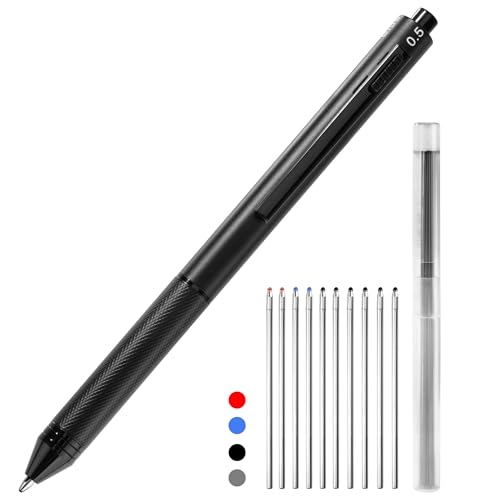 QH-Shop Kugelschreiber Und Bleistift 4-in-1 Multifunktionsstift Schwerkraftinduktivität Mehrfarbig Mit Schwarze Blau Rote Ersatzminen Druckbleistift Mine Für Büro Schule Und Geschenk Schwarz von QH-Shop