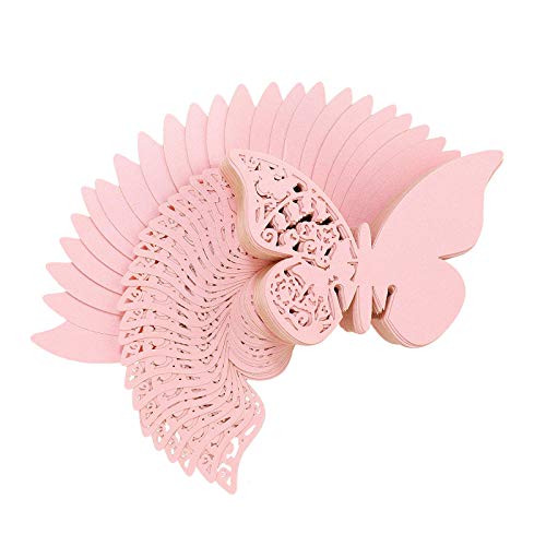 QH-Shop Papillon Glaskarte, 100 Stück, glitzernd, hohl, Laser, für Hochzeit, Champagner, Weinglas, Party, Dekoration, Rosa QH-Shop Papillon Glaskarte, 100 Stück, glitzernd, hohl, Laser, für Hochzeit, Champagner, Weinglas, Party, Dekoration, Rosa von QH-Shop