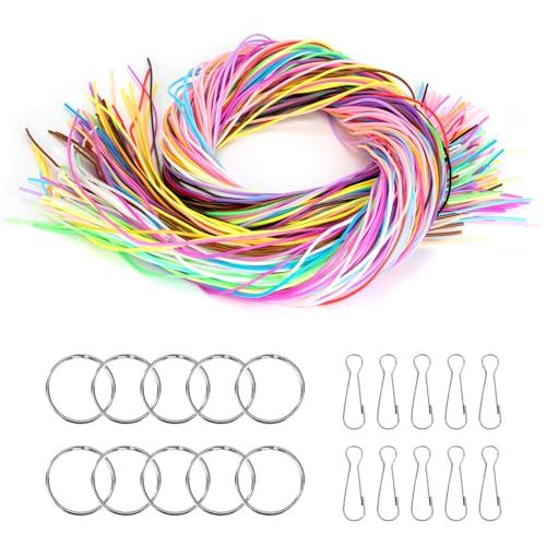 QH-Shop Scoubidou Bänder Set, 200 Stück Bunt Scooby Doo Bänder mit Keychain und Haken für DIY Handarbeit, Armbänder, Halskett, Schlüsselanhänger (20 Farben) von QH-Shop