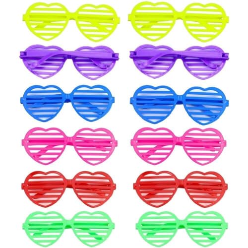 QHFlashbuy 12 Stück Party Brille,Neon Farbe Shutter Shades Brille,80er Retro Klassisch Partybrillen für Herren Damen Geburtstagsfeier,Karneval,Halloween,Neuheit Party,Fasching von QHFlashbuy