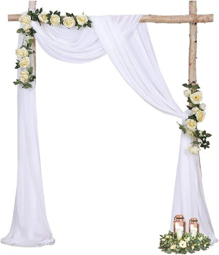 QHFlashbuy Hochzeitsbogen-Drapierstoff,75 x 600 cm Hochzeitsbogen Vorhang,Hochzeitsbogen Tüllstoff für Hochzeitsbogen Dekoration,Stuhldekoration,Party (Weißer) von QHFlashbuy