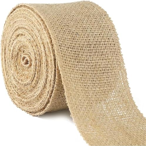 QHFlashbuy Juteband 10M*6CM,Natürliche Sackleinen Juteband,Sackleinen Band,Burlap Vintage Geschenkband,Jute Ribbon Rolls für Hochzeitdeko DIY Handwerk Weihnachten von QHFlashbuy